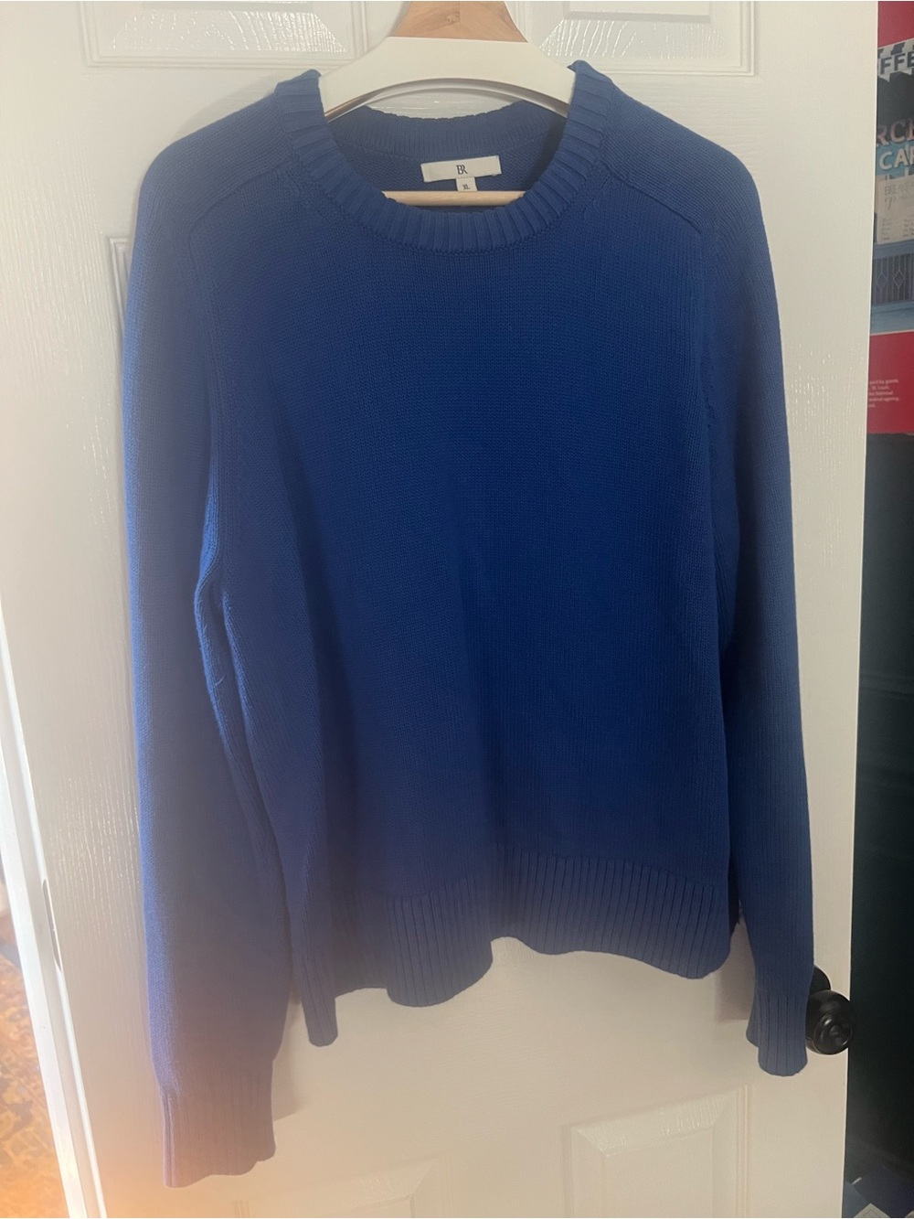 Banana Republic Cotton-Silk Crew-Neck Sweater, Deep Royal Blue, XL
